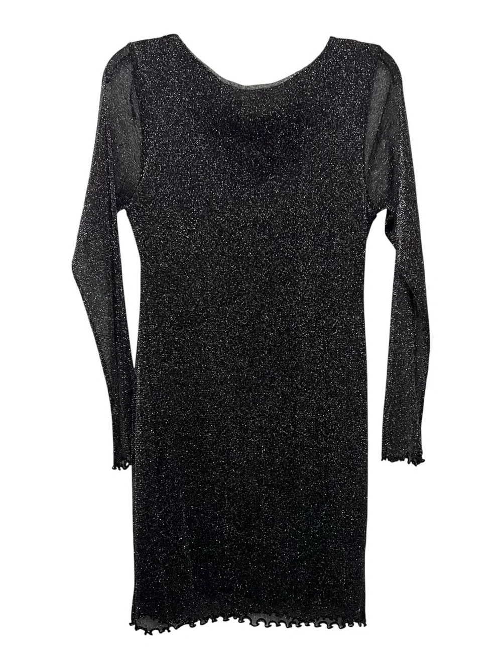 Heart Hips Glittery Black Long-Sleeve Sheath Dress